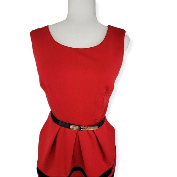 By & By Casual short Red sleeveless Dress with Belt M NWOT - Picture 4 of 4